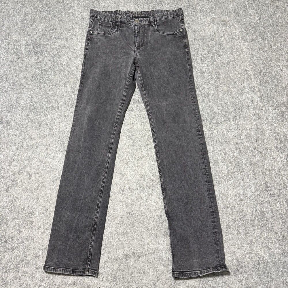 Robert Graham Slim Jim Jeans Mens 34 Black Italian Fabric Woven In Italy Denim